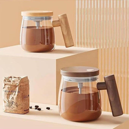 Home dine well Self Stirring Mug | 400 ML (Brown)