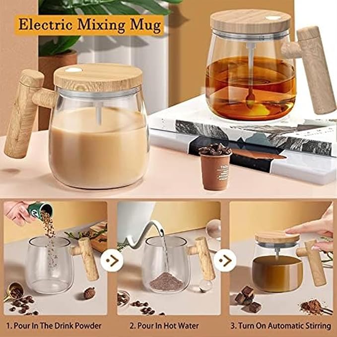Home dine well Self Stirring Mug | 400 ML (Brown)