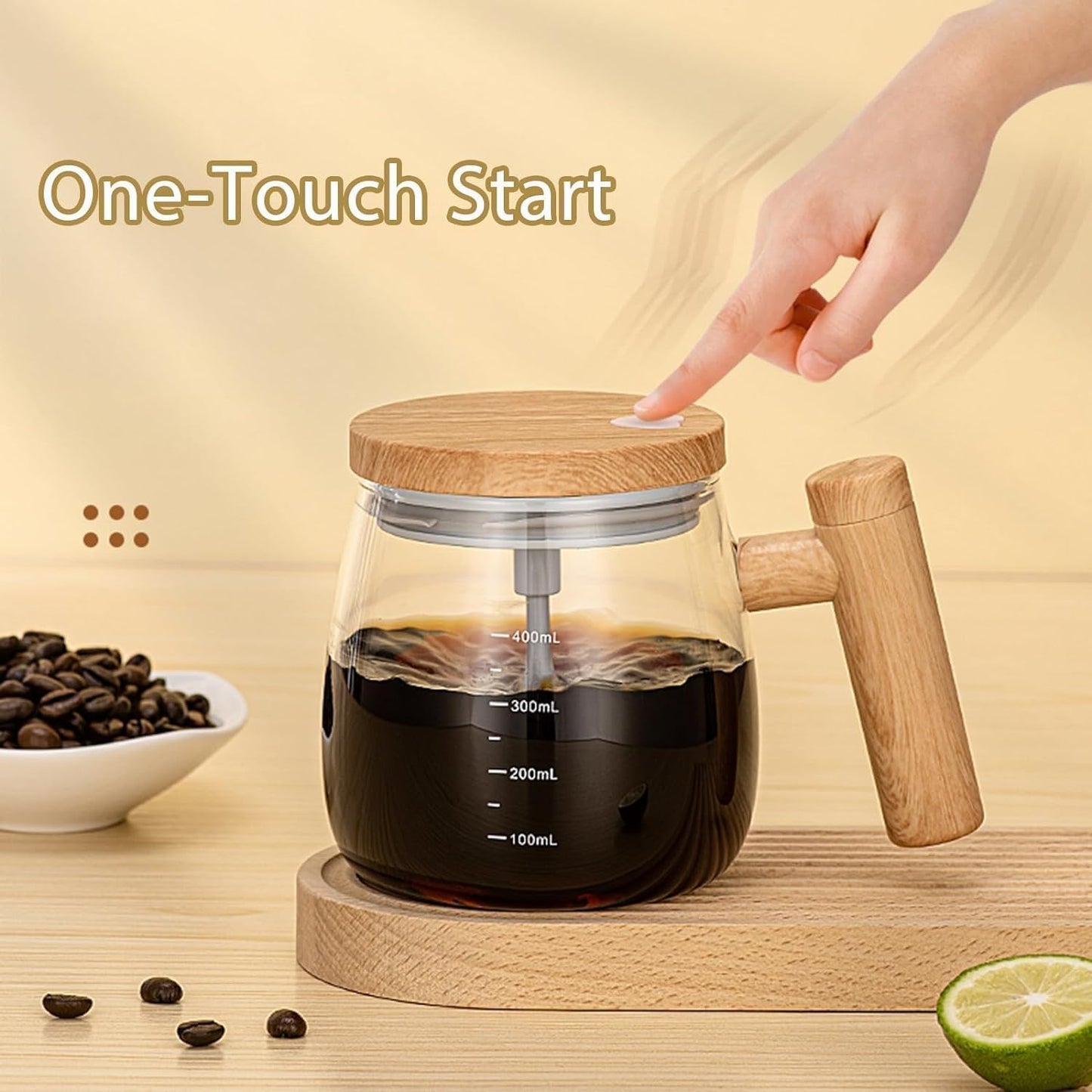 Home dine well Self Stirring Mug | 400 ML (Brown)
